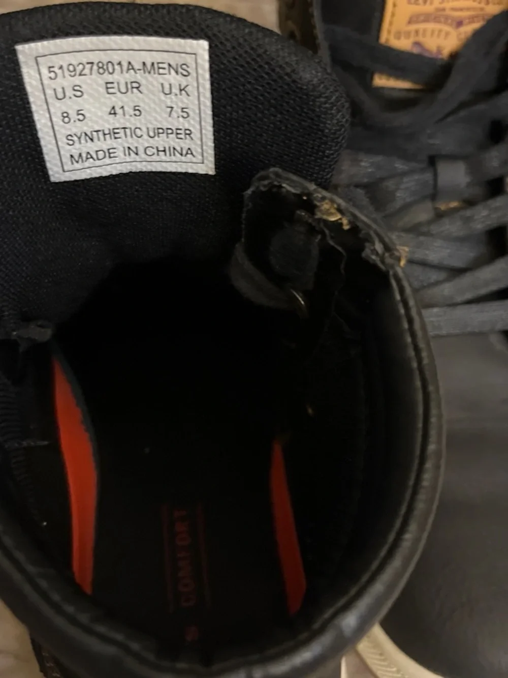 Levi's Men's Black High-Top Sneakers with Tan Logo Patch